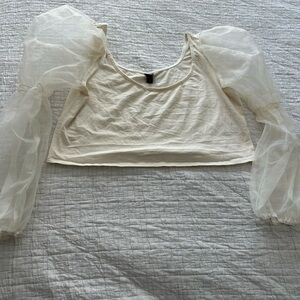 Wild Fable Ivory Puff Sleeve Blouse